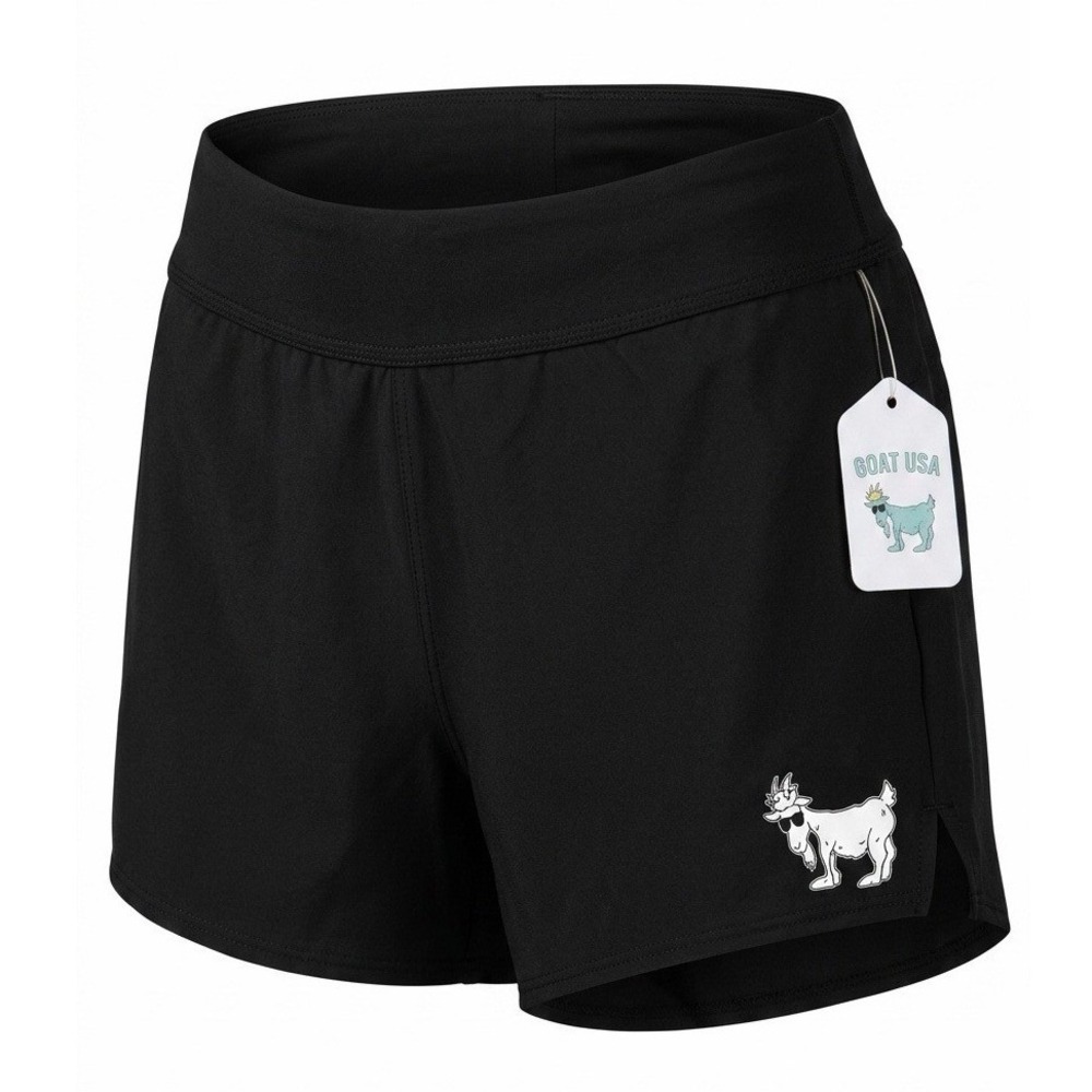 GOAT USA Girls Black Athletic Running Shorts Back Zip Pocket Size YM NWT